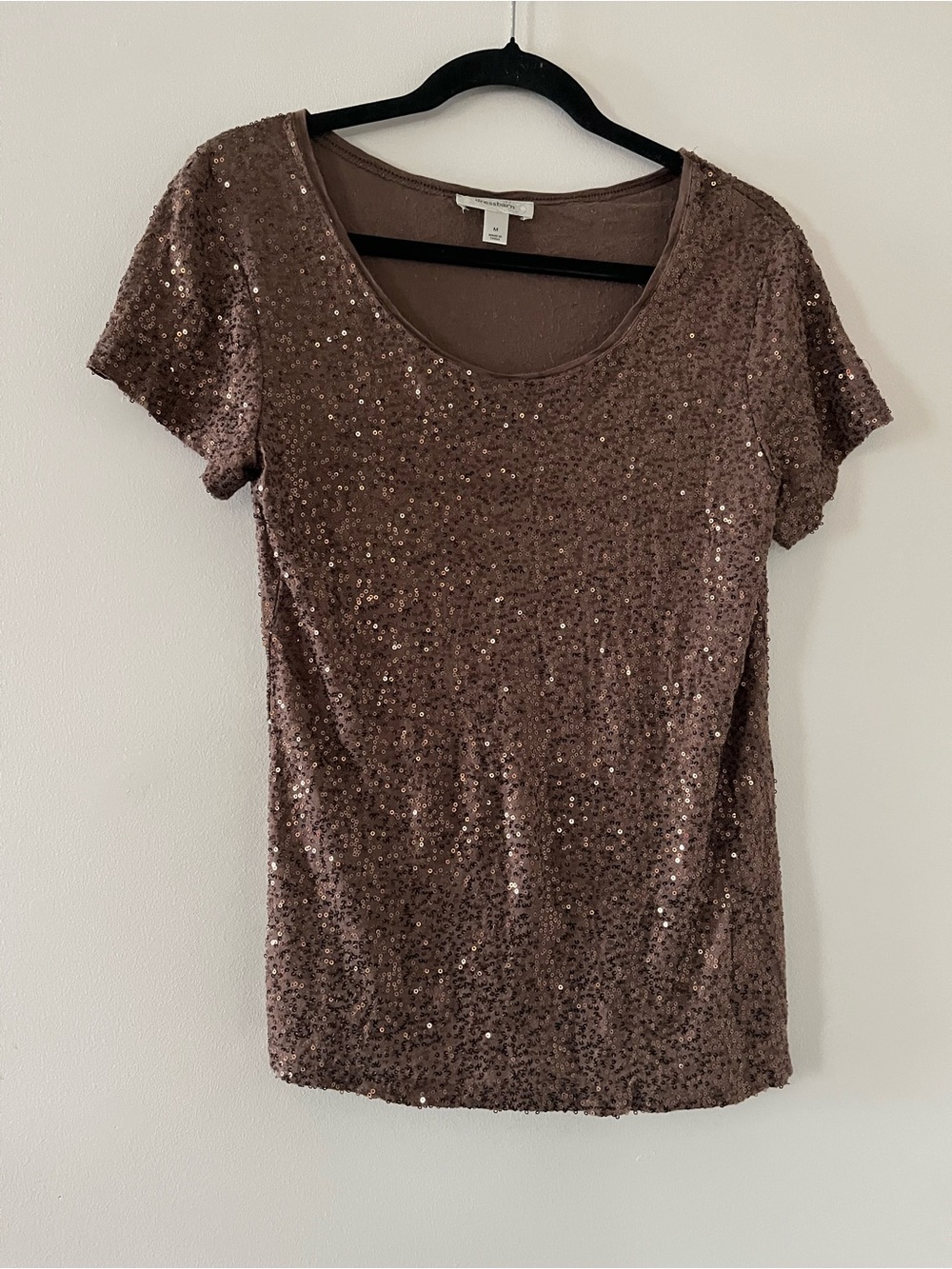 Dressbarn Brown Bronze Sequin Top Medium Western Glam Rodeo Cowgirl Country